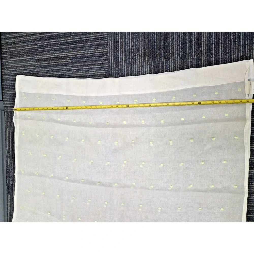 Set Of 2 Pottery Barn Kids Cotton White/ Light Green Polka Dot Curtain Panels